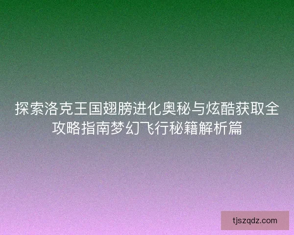 探索洛克王国翅膀进化奥秘与炫酷获取全攻略指南梦幻飞行秘籍解析篇