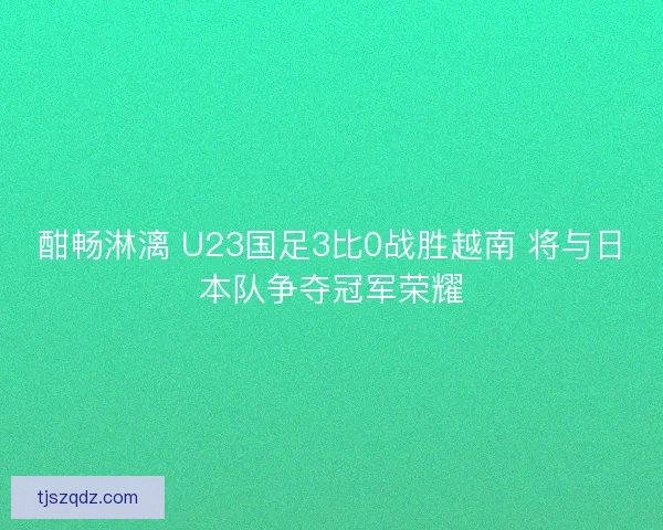 酣畅淋漓 U23国足3比0战胜越南 将与日本队争夺冠军荣耀